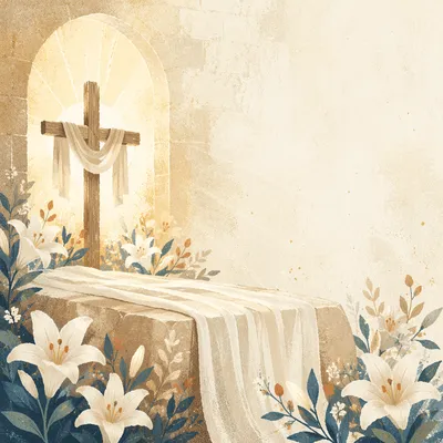 Easter Cross with White Lilies Glow