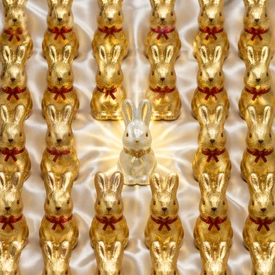 White and Gold Easter Bunny Background
