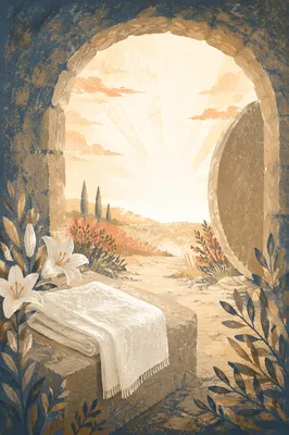 Stone Tomb Opening at Dawn