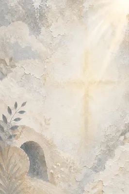 Minimal Easter Resurrection White Gold Background