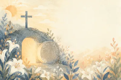 Easter Resurrection Cross White Gold Background