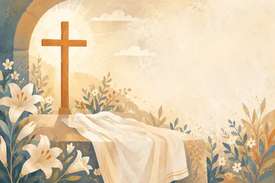 Easter Cross with White Lilies Glow
