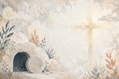Minimal Easter Resurrection White Gold Background