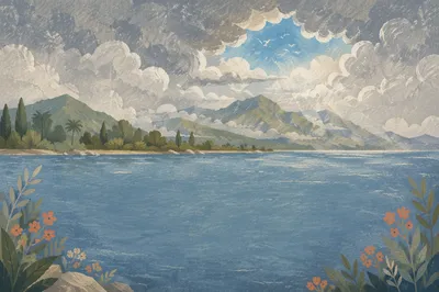 Grace and Faith Ocean Scripture Background