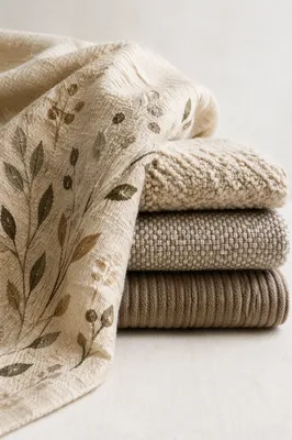 Natural Linen Textile Background with Woven Layers
