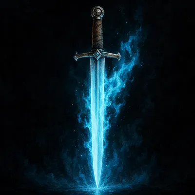 Glowing Sword with Blue Flames
