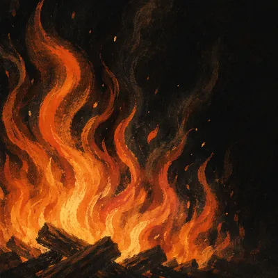 Glowing Orange Flames in Dark Background