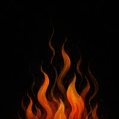 Dark Dramatic Flames on Black Background