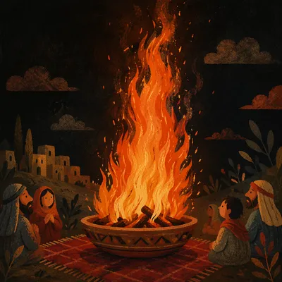 Dramatic Fire Bowl on Dark Background