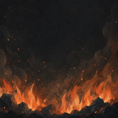 Dark Dramatic Flames with Glowing Embers