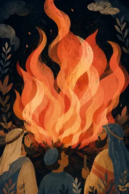 Dramatic Orange Flames on Dark Background