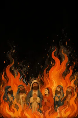 Dramatic Flames Rising on Black Background