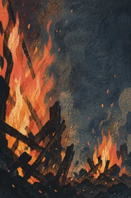 Dark Dramatic Flames with Smoky Copy Space