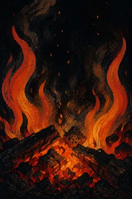 Dramatic Dark Flames with Glowing Embers