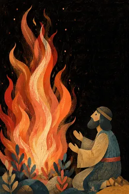 Dramatic Orange Flames on Black Background