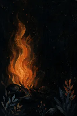 Dark Dramatic Flames with Copy Space
