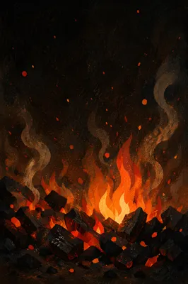 Dark Dramatic Fire Background with Embers