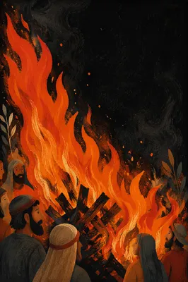 Dark Dramatic Flames Background with Copy Space