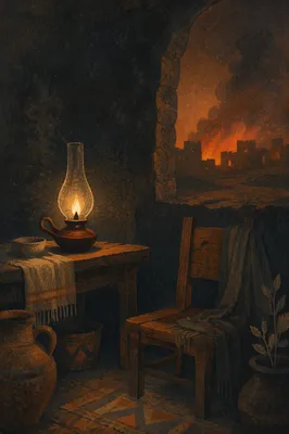 Dark Dramatic Firelit Room Background