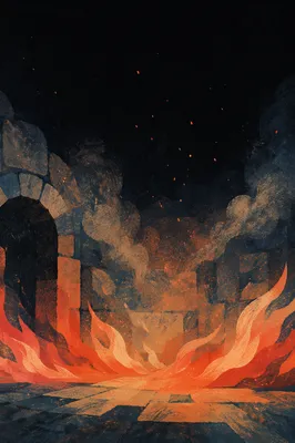Dramatic Dark Fire Background with Rising Sparks