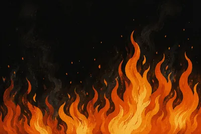 Dramatic Flames Rising on Black Background