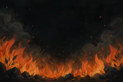 Dark Dramatic Flames with Glowing Embers