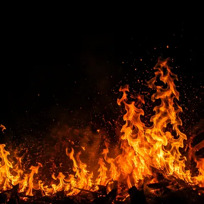 Dramatic Flames on Dark Background