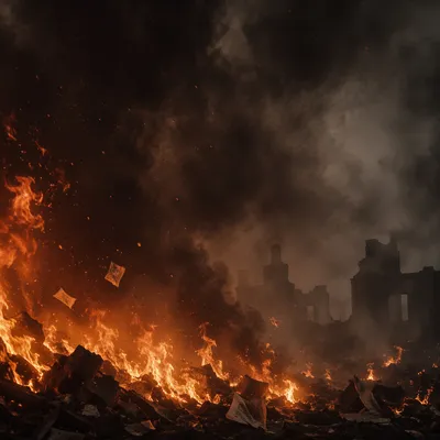 Dark Dramatic Fire and Smoke Background