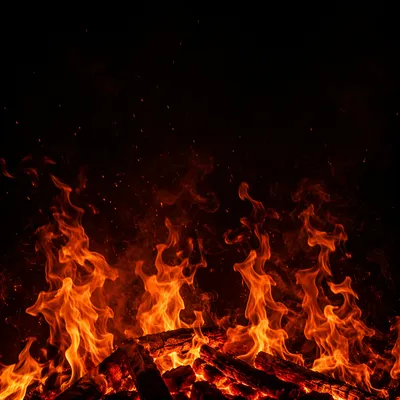 Dark Dramatic Flames Rising in Smoke