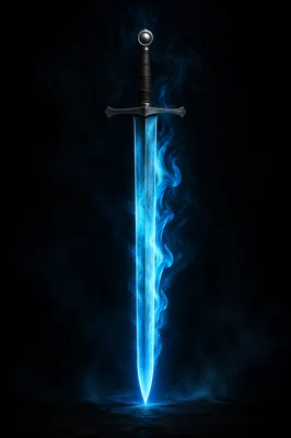 Glowing Sword With Blue Flames
