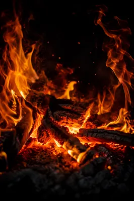Dark Dramatic Flames Over Charred Embers