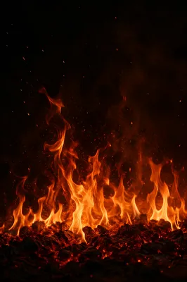 Dark Dramatic Wall of Rising Flames