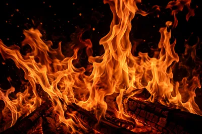 Dark Dramatic Flames with Glowing Embers