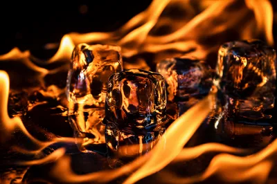 Dramatic Flames and Melting Ice Background