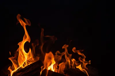 Dramatic Orange Flames on Dark Background