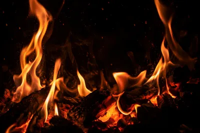Dark Dramatic Flames and Glowing Embers