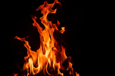 Dramatic Orange Flames on Black Background