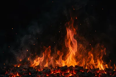 Dark Dramatic Fire Flames Background