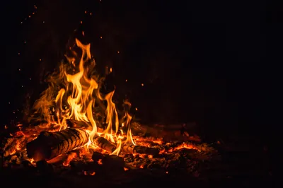 Dark Dramatic Flames with Glowing Embers