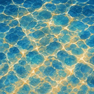 Golden Reflections on Flowing Turquoise Water