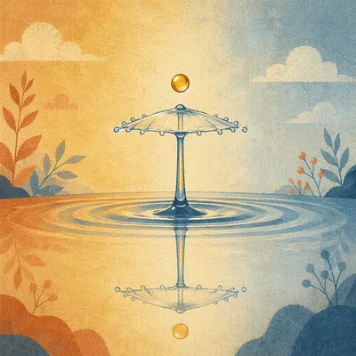 Golden Water Drop Splash Reflection