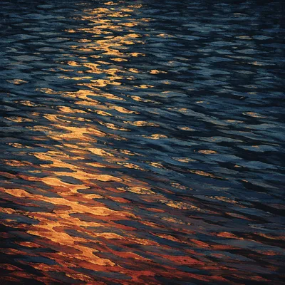 Golden Reflections on Flowing Dark Water