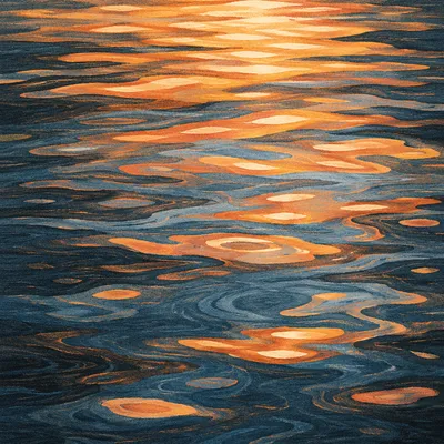 Golden Reflections on Flowing Water