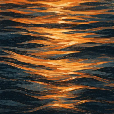 Golden Dusk Ripples on Dark Water