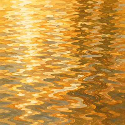 Golden Reflections on Flowing Water