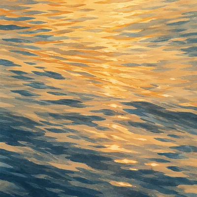 Golden River Ripples Reflecting Evening Light