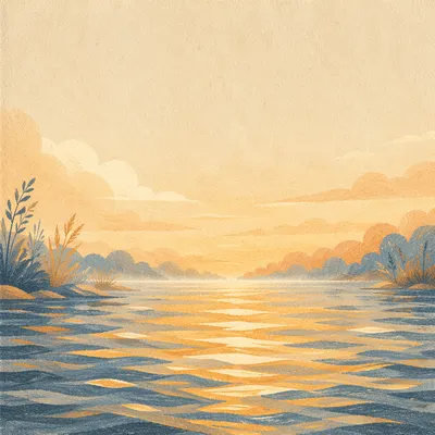 Golden Dawn Reflections on Calm Water