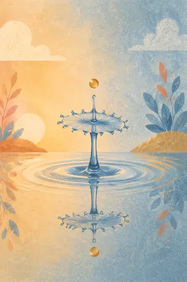 Golden Water Drop Reflection Background