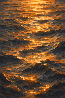 Golden Reflections on Flowing Water Surface