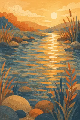 Golden Light on Flowing Stream